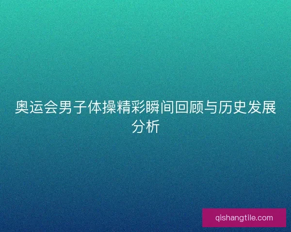 奥运会男子体操精彩瞬间回顾与历史发展分析