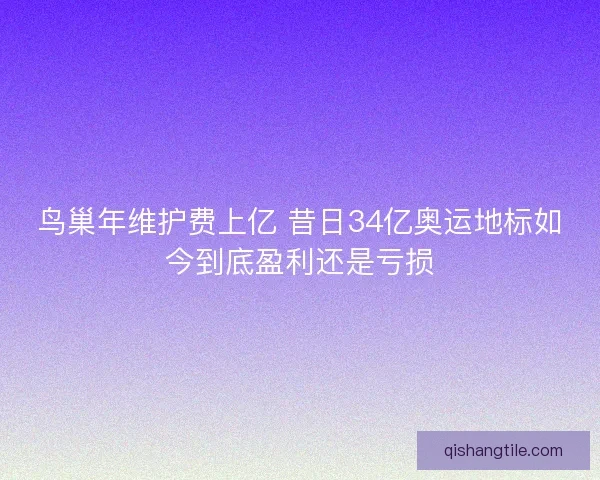 鸟巢年维护费上亿 昔日34亿奥运地标如今到底盈利还是亏损